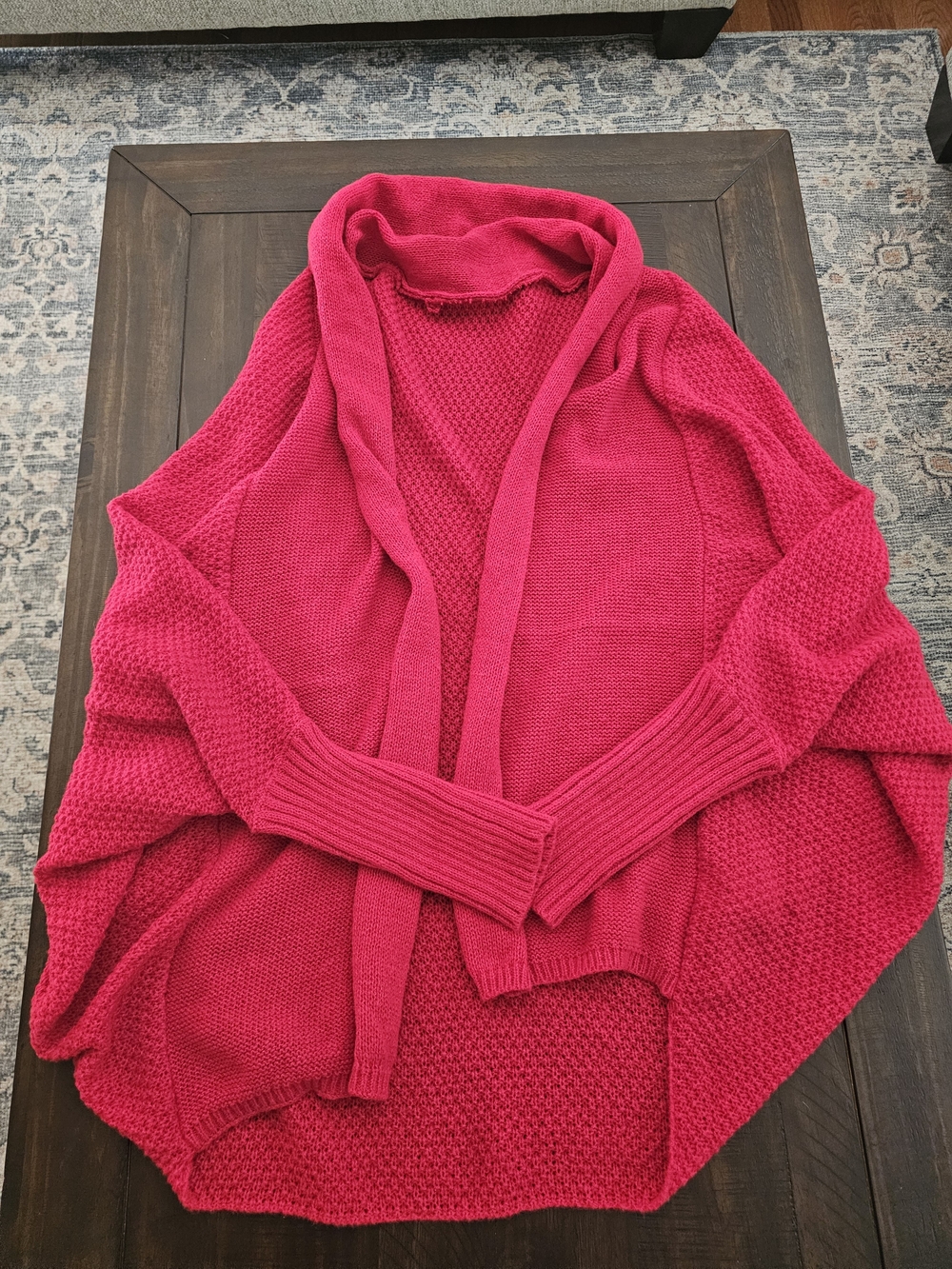 SHEIN Red Open-Front Draped Cardigan